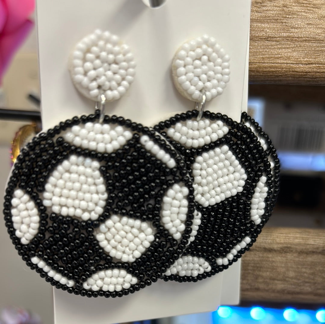 Soccer Seed Bead Earrings Soccer Seed Bead Earrings