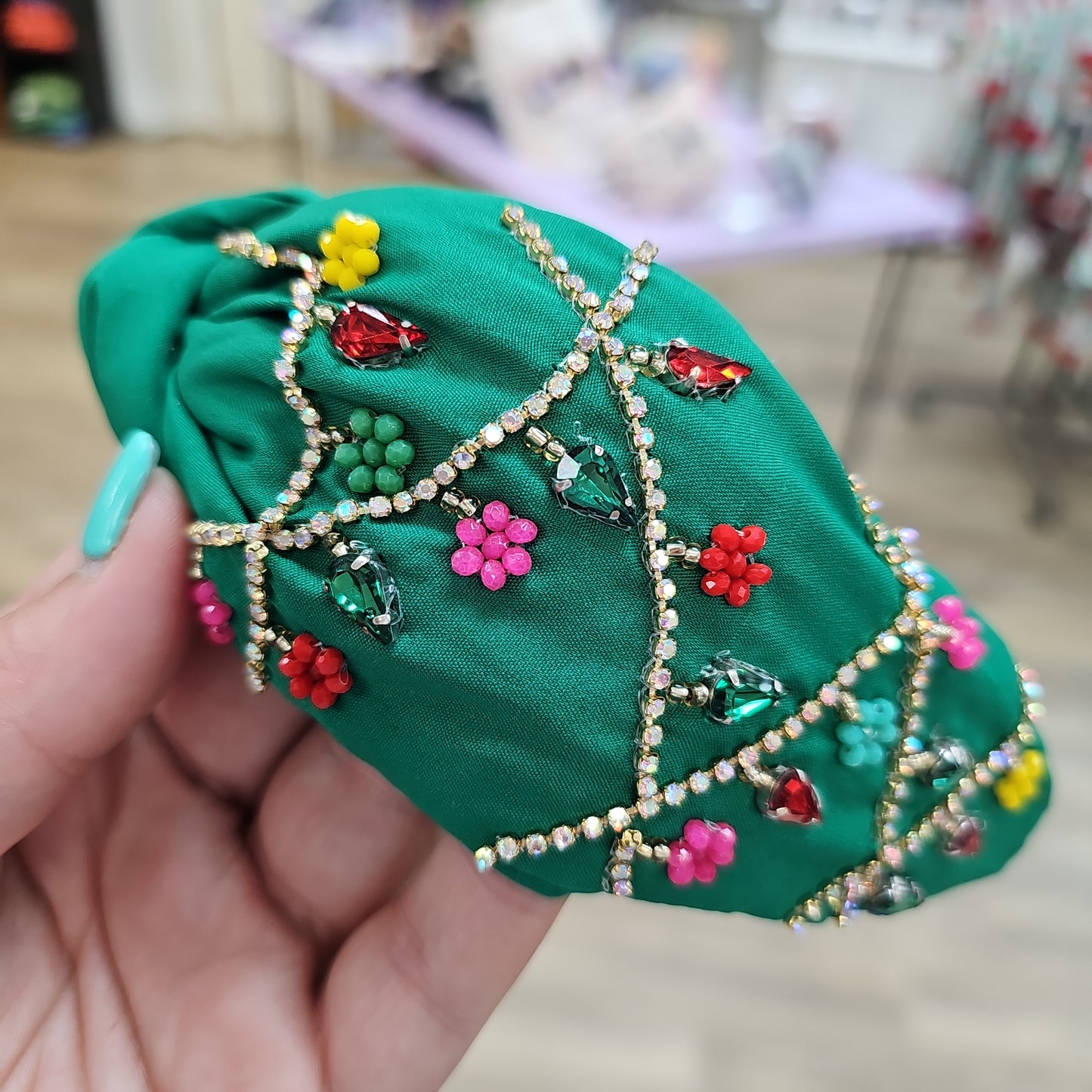 Green Rhinestone Headband