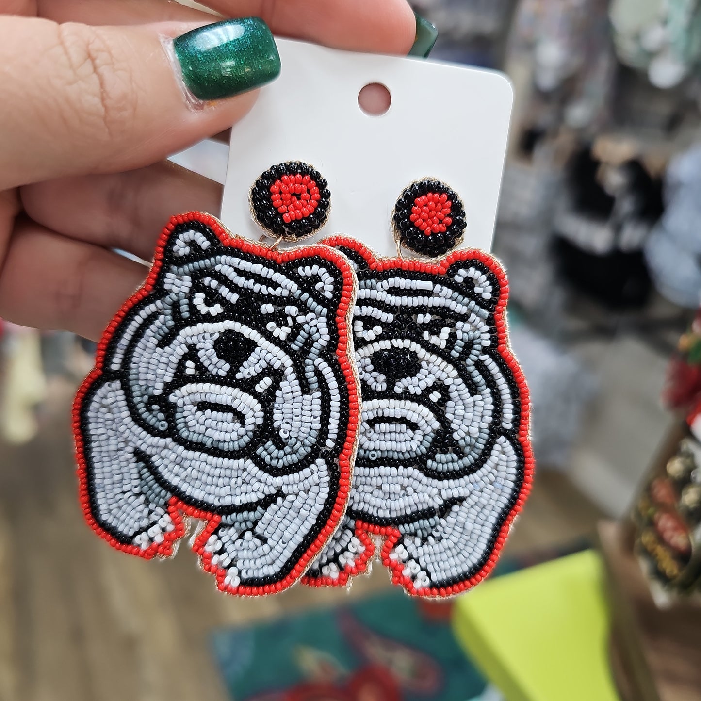 Bulldog Beaded Earrings