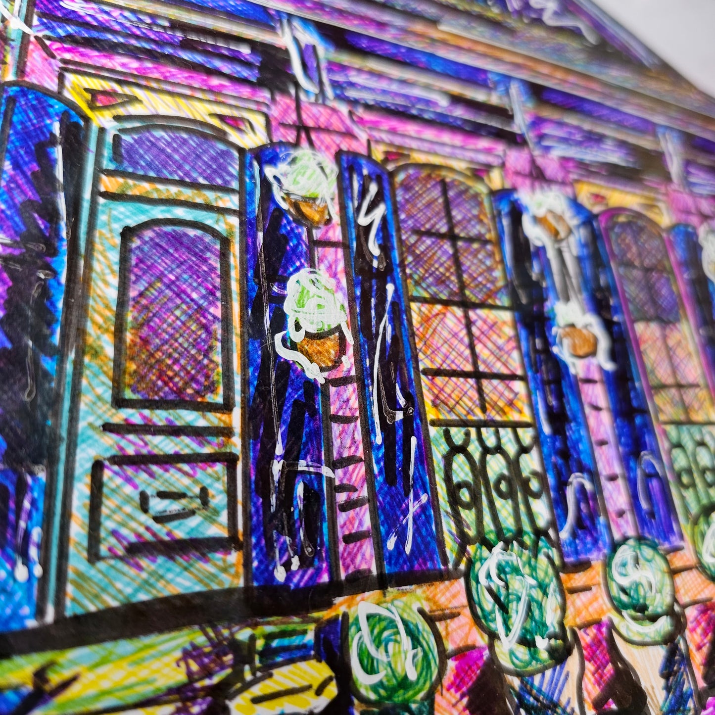 Purple NOLA shotgun house original artwork