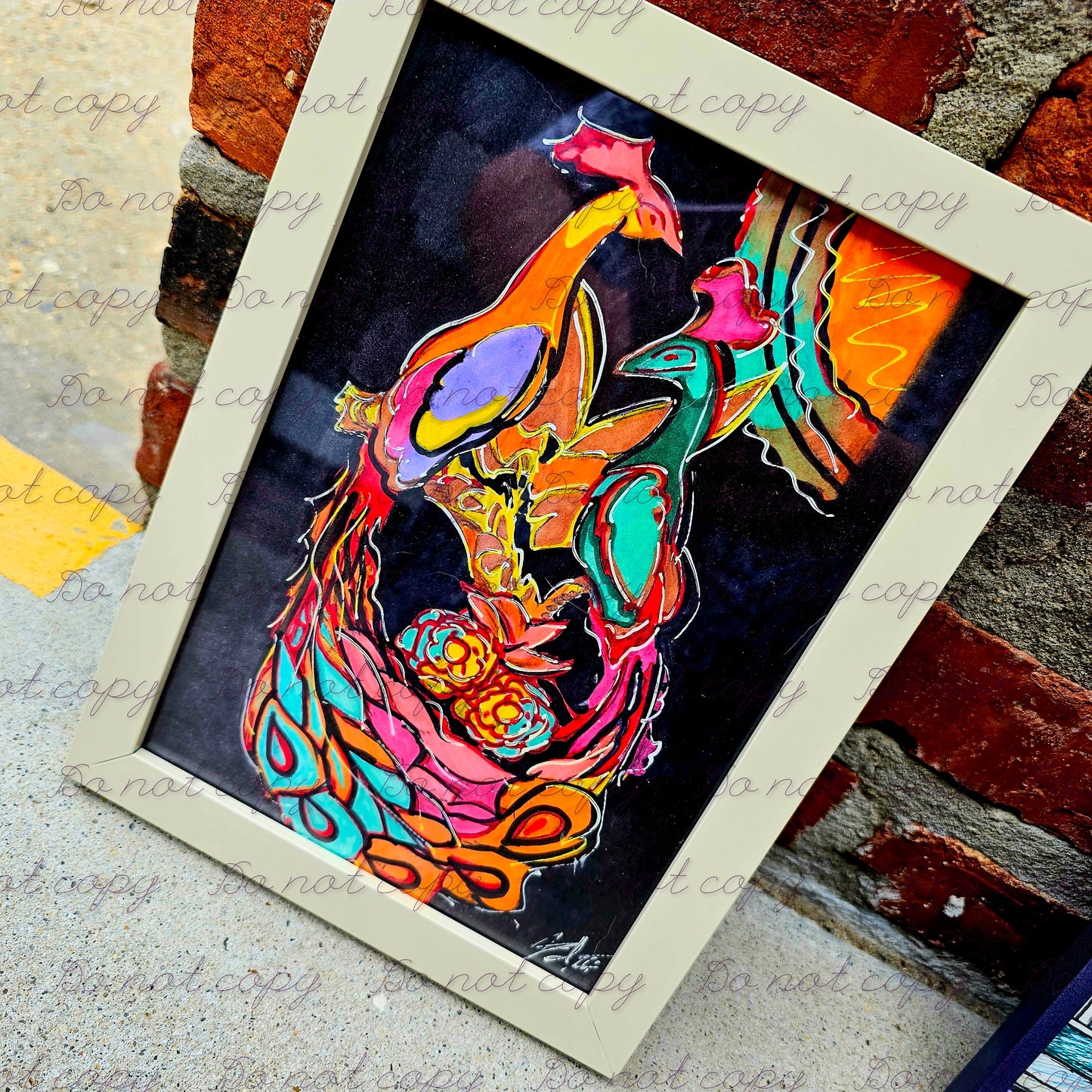 Dualing Peacocks original artwork