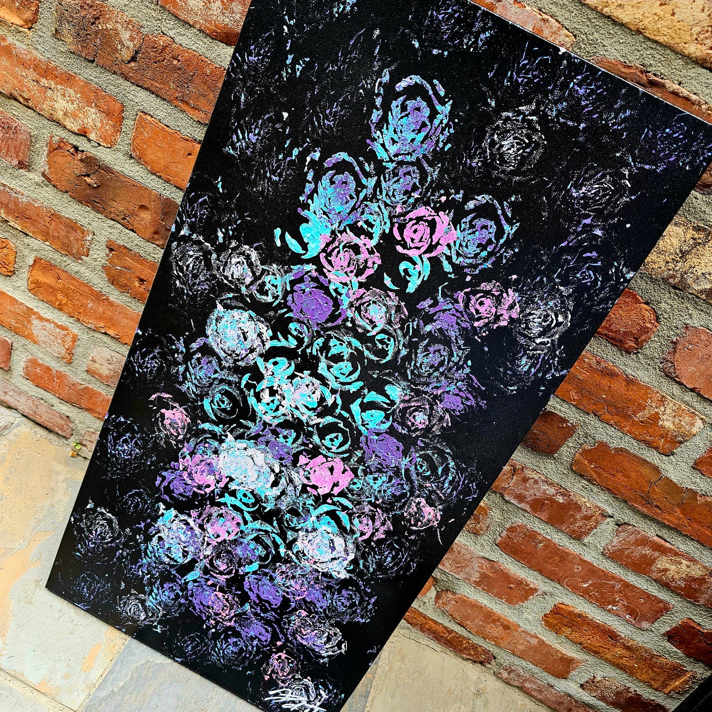 Original abstract floral painting