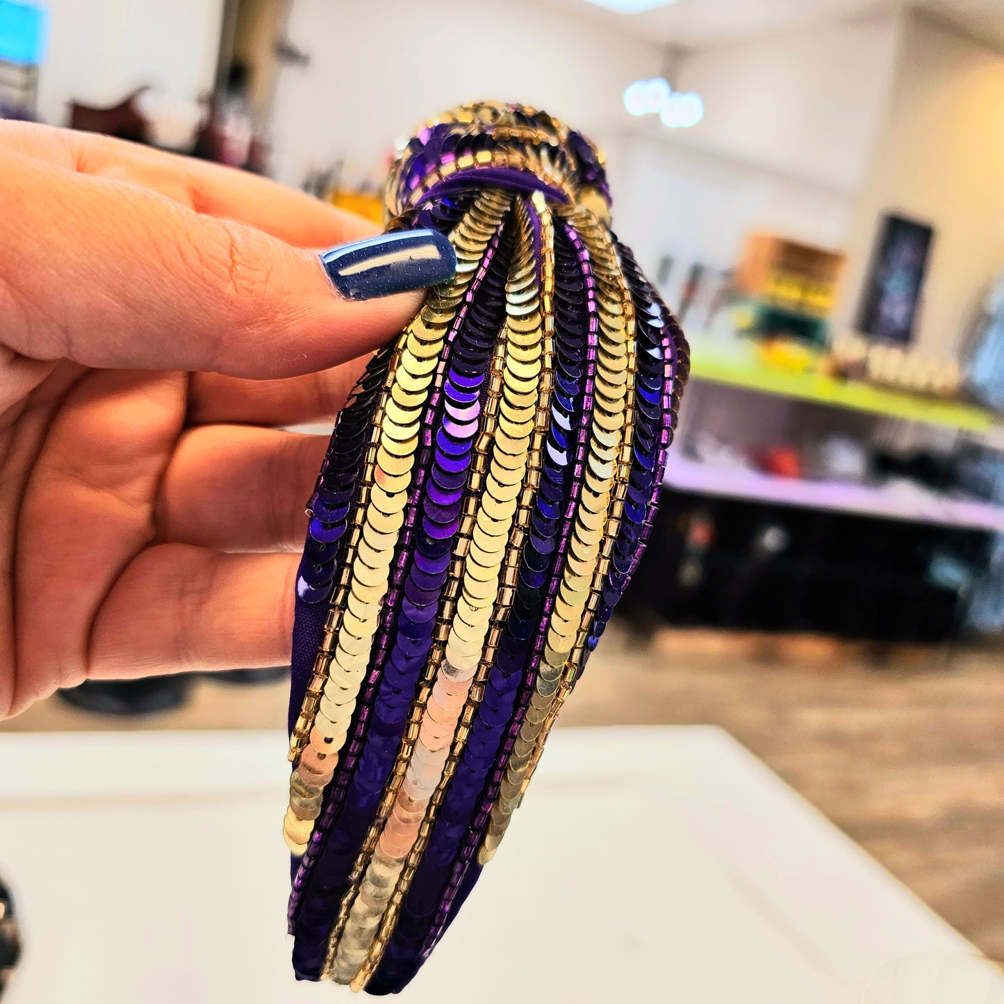 Sequin Purple & Gold Headband