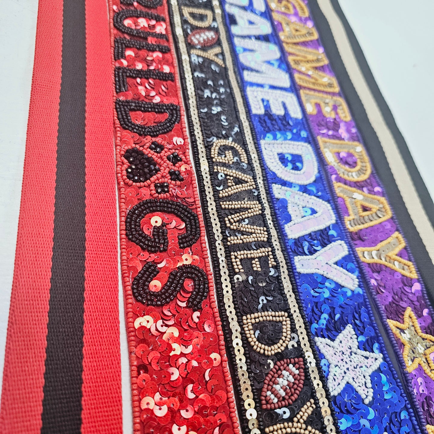 Bulldogs, Skippers, Black and Gold, Purple and Gold Beaded Purse Straps