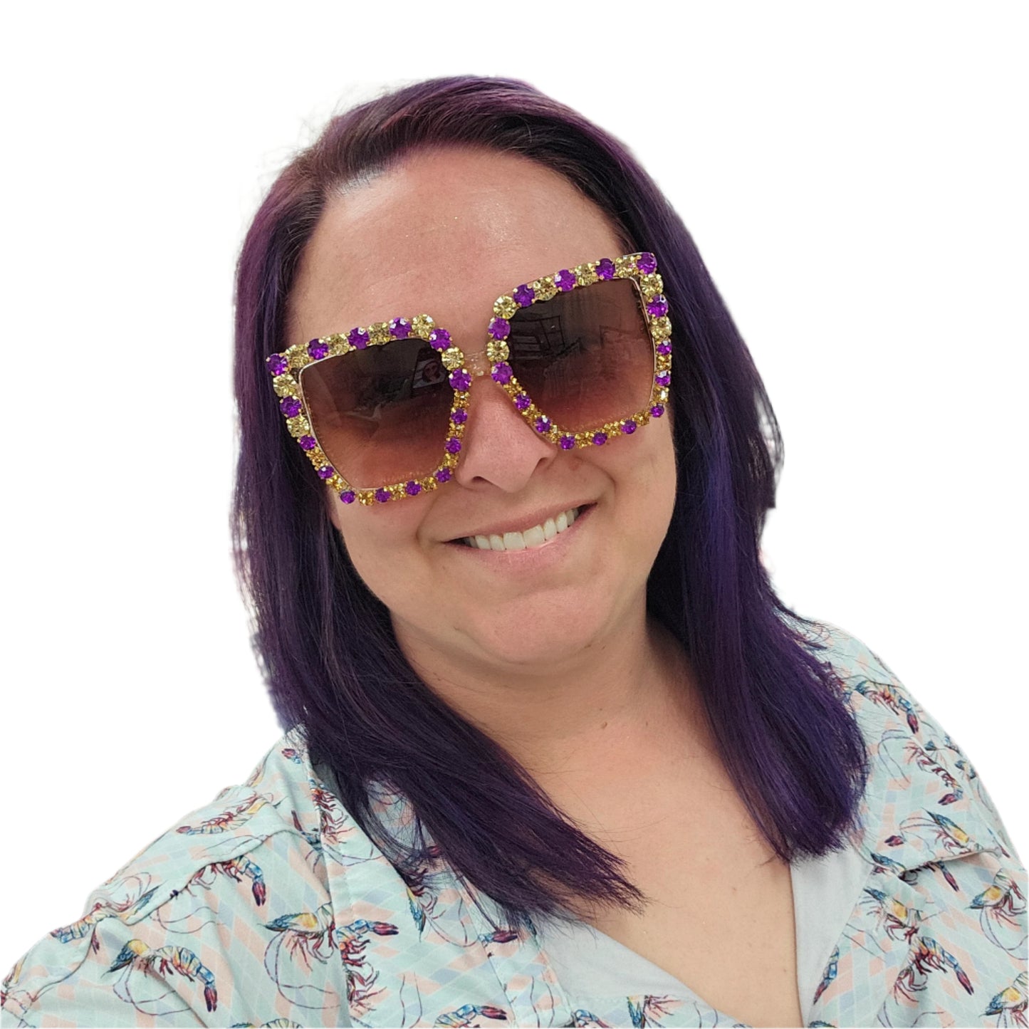 sunglasses purple gold rhinestone summer sun glasses