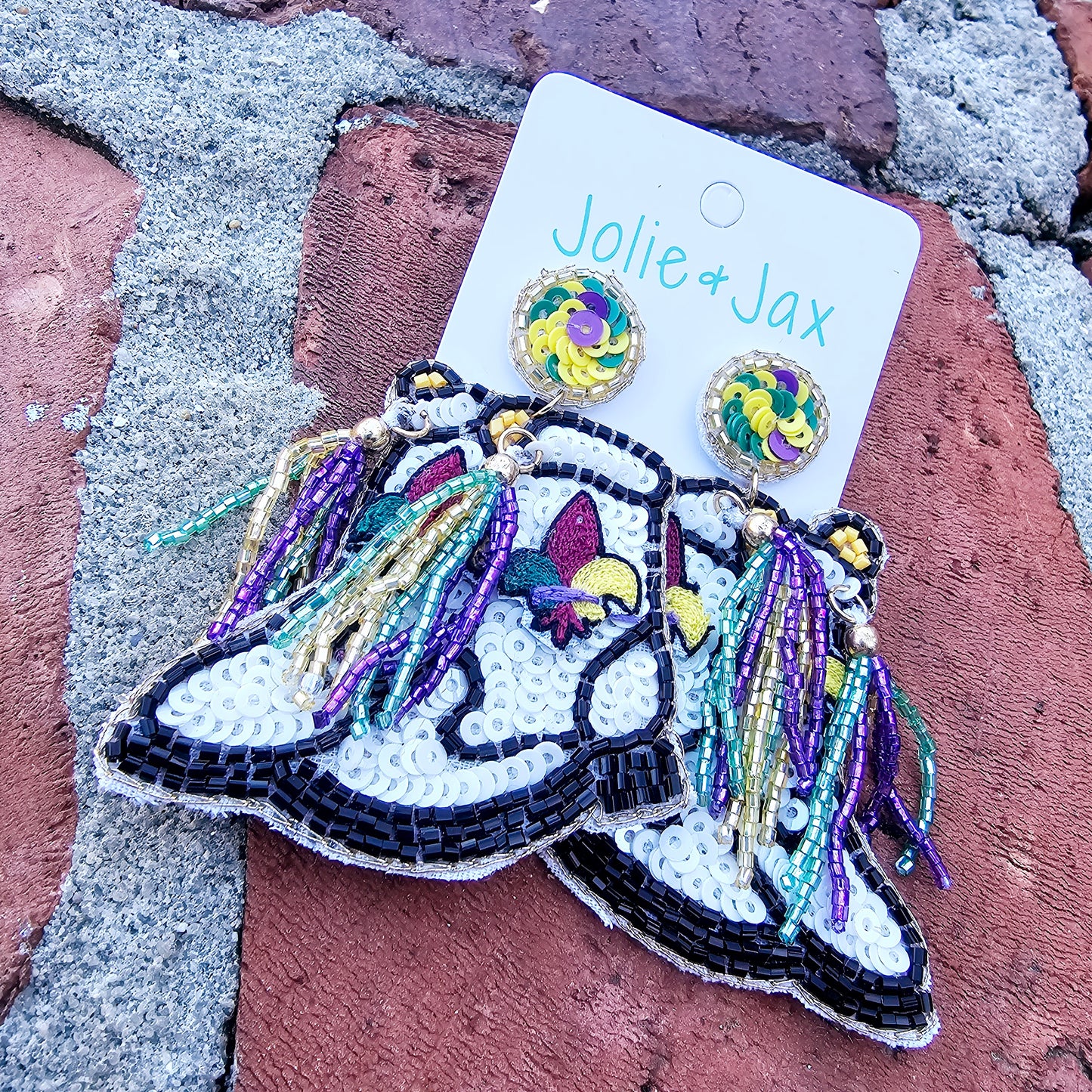Mardi Gras Boot Earrings
