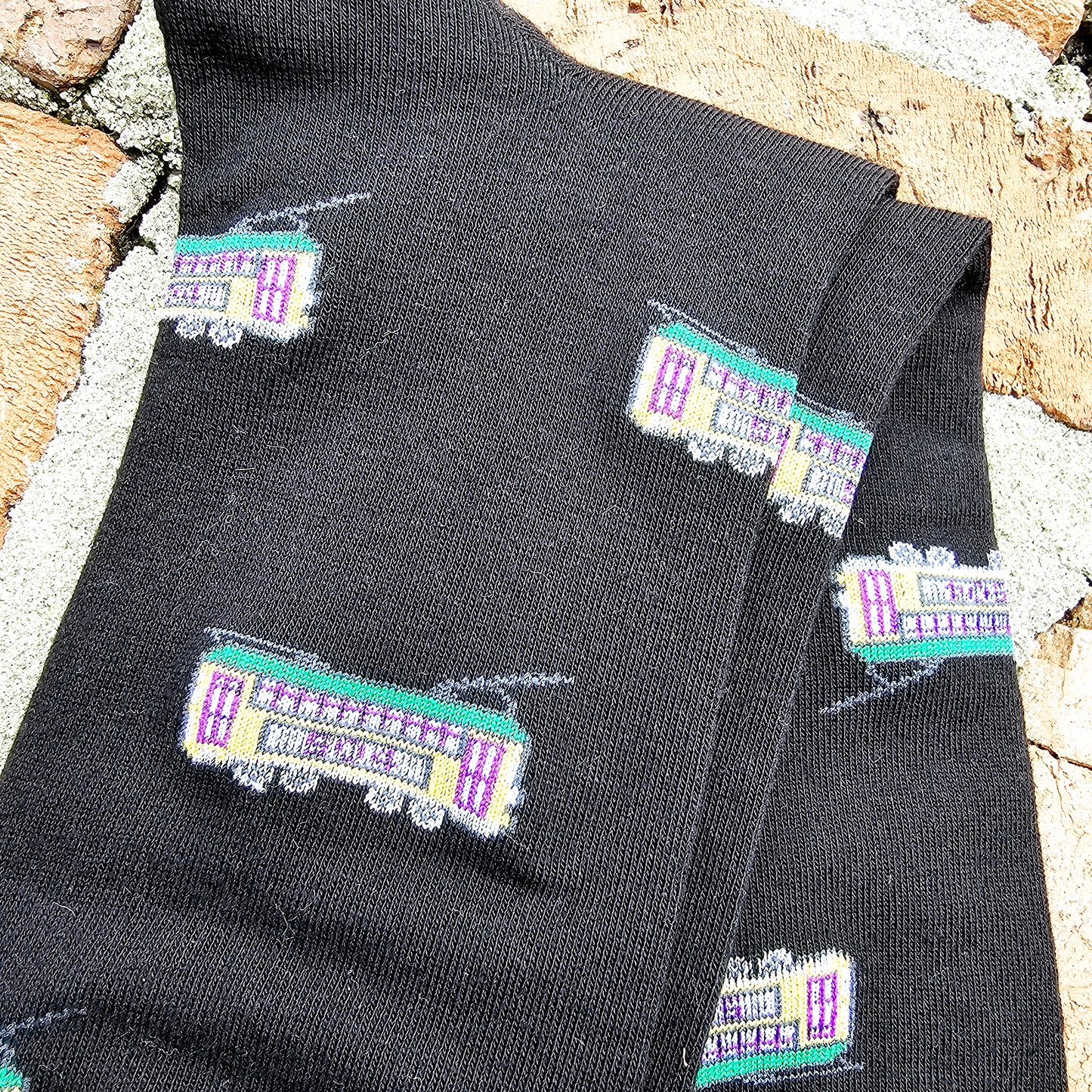 Mardi Gras Street Car Socks size 6 to 12