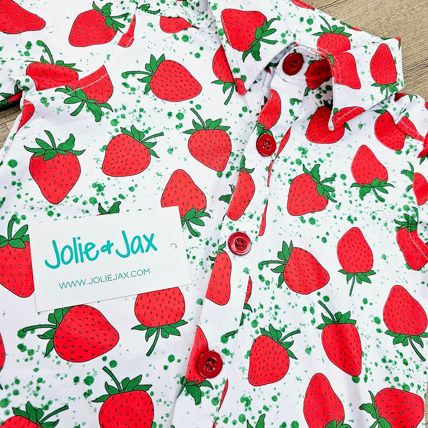 Strawberry Splatter Button Down kids
