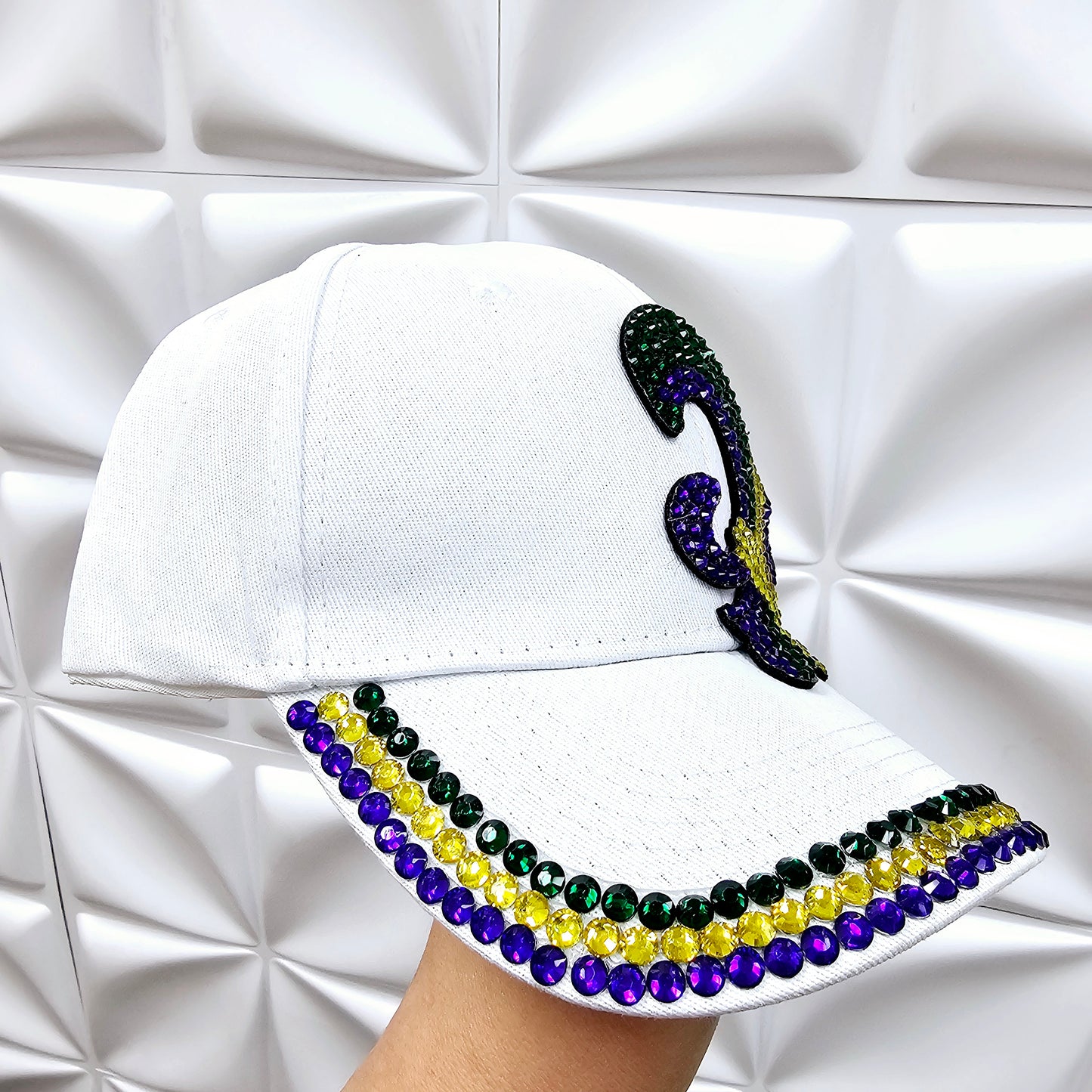 Rhinestone Fleur De Lis Baseball Cap
