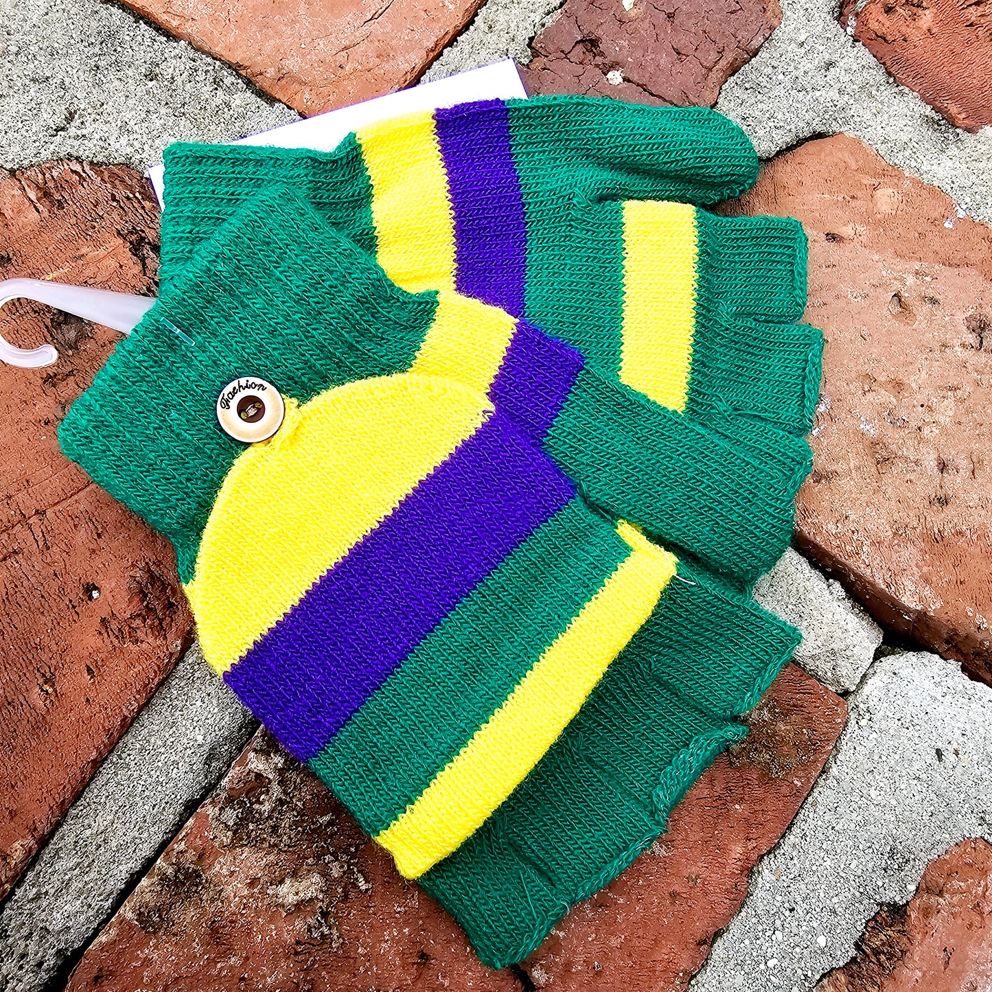 Mardi Gras gloves flip over