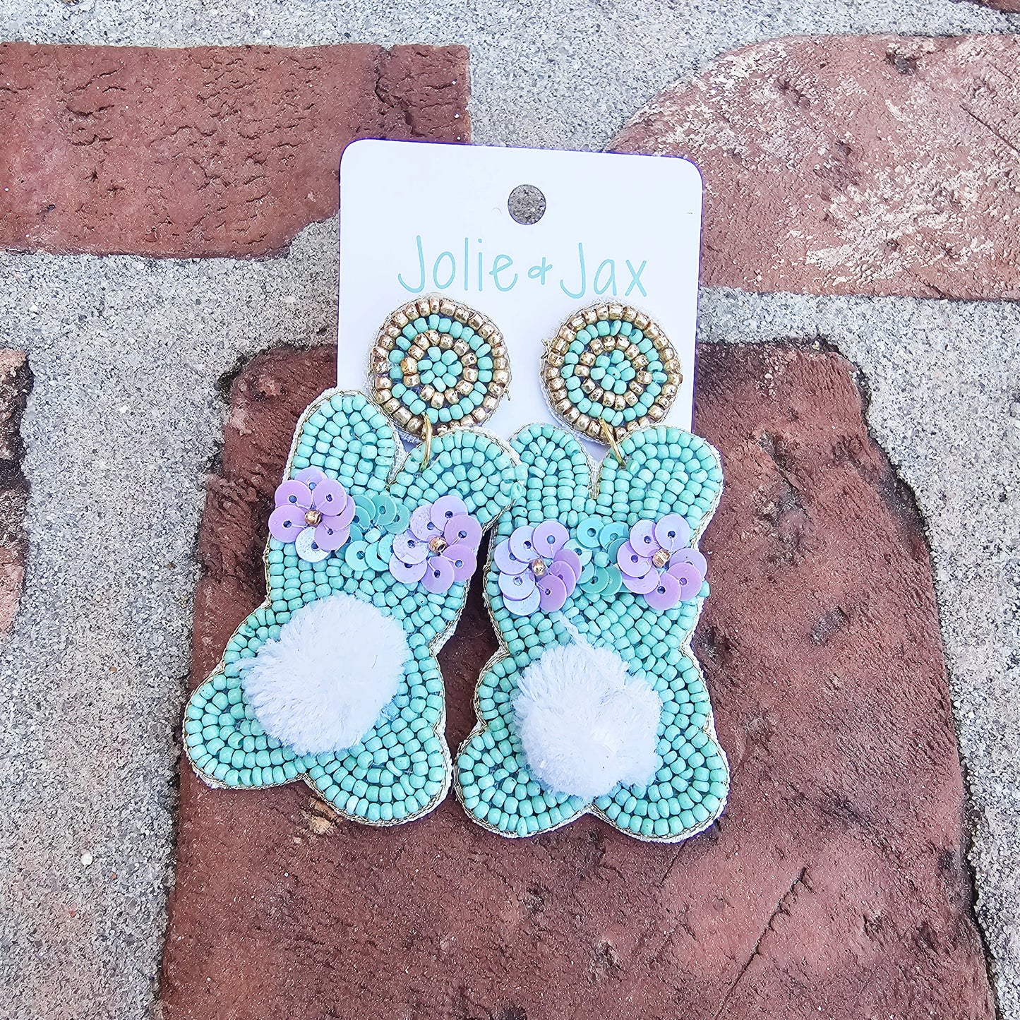 Easter Bunny Teal Earrings
