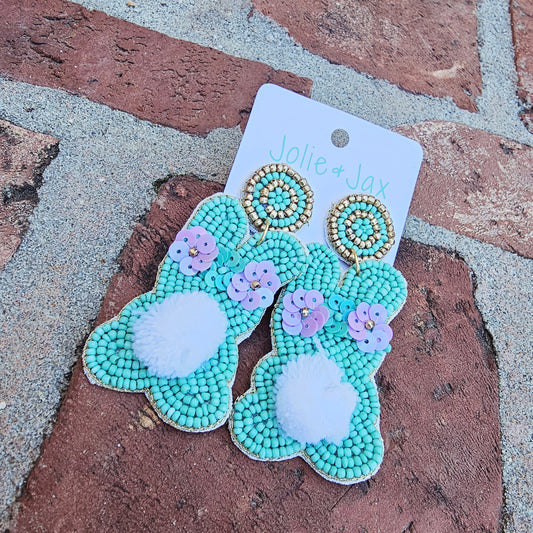 Easter Bunny Teal Earrings