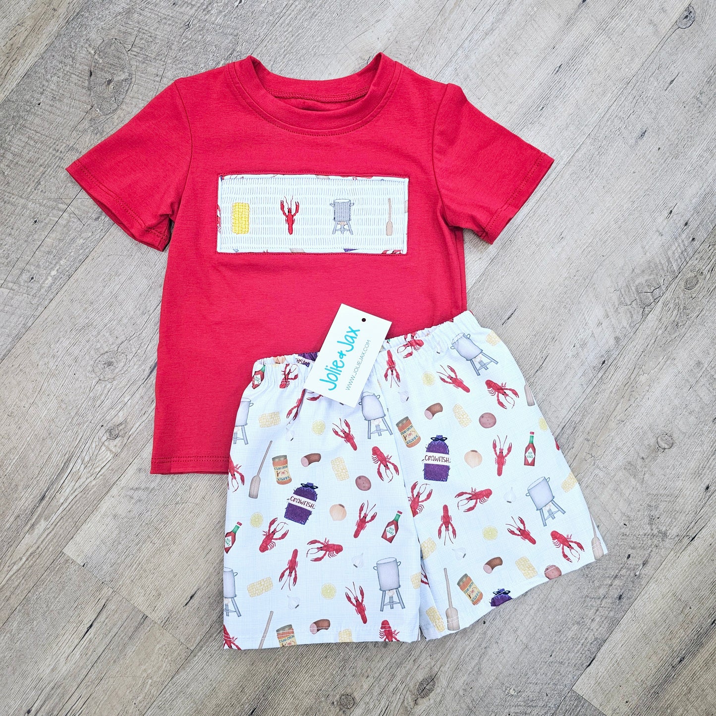 Crawfish Smocked Boy's Short Set