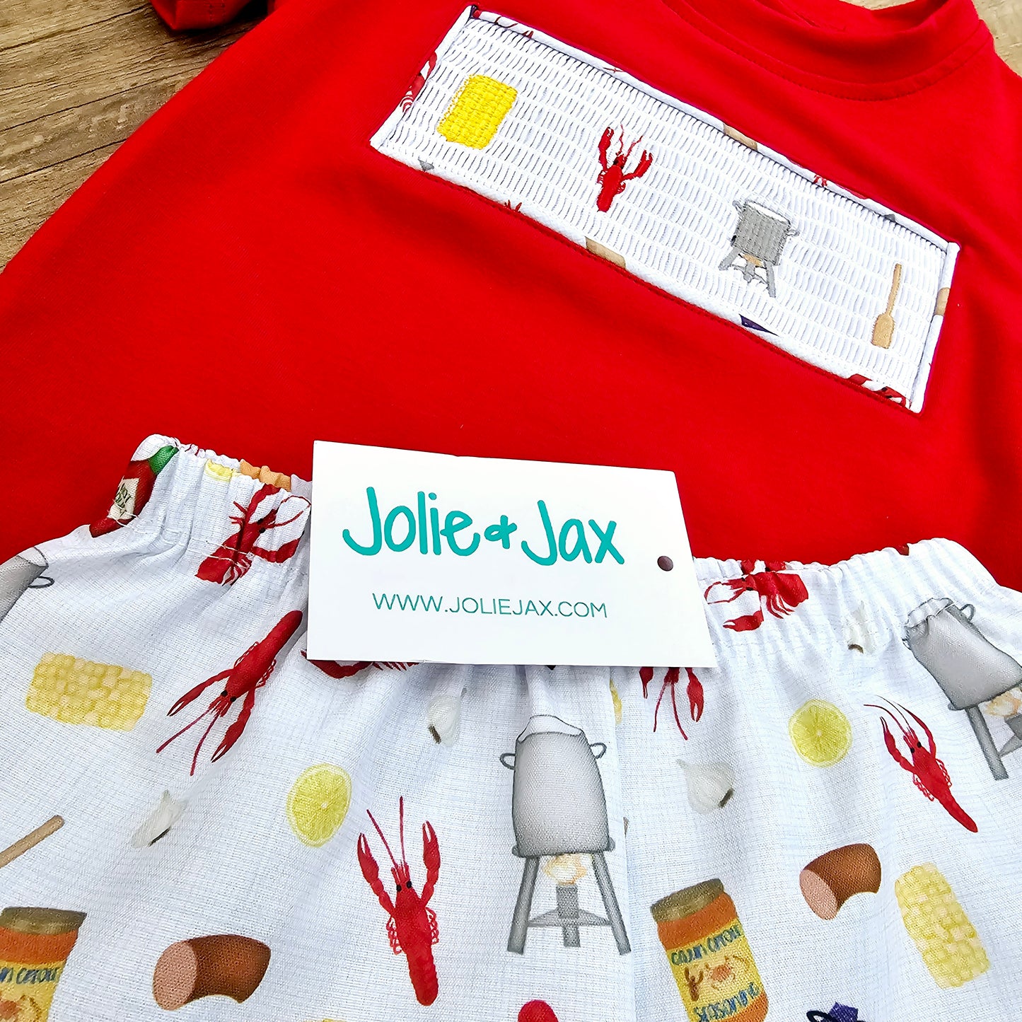 Crawfish Smocked Boy's Short Set