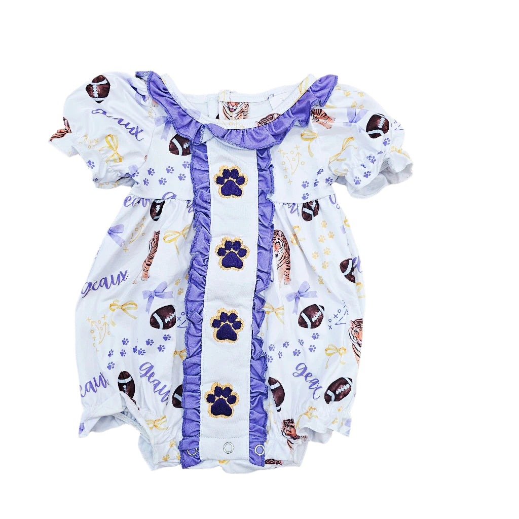 Game Day Tiger Embroidered Paw Print Bubble