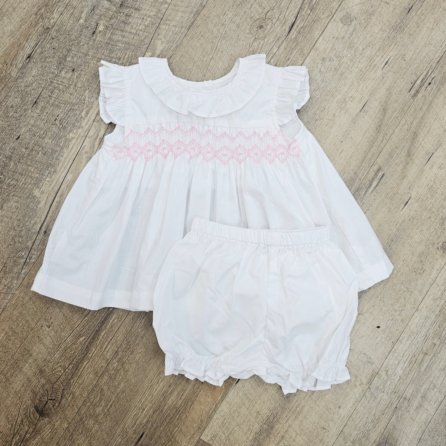 White & Pink Smocked Set