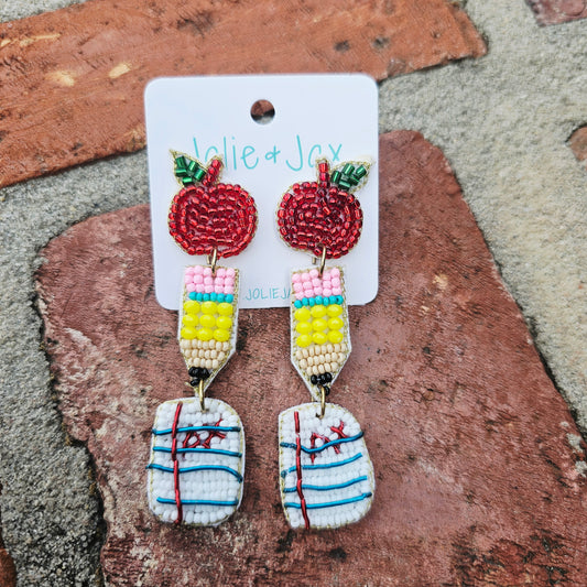 Grading Papers Seed Bead Earrings