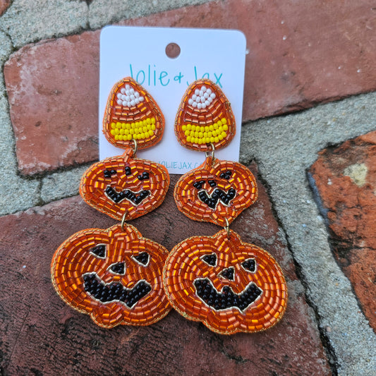 Candy Corn Pumpkin Earrings