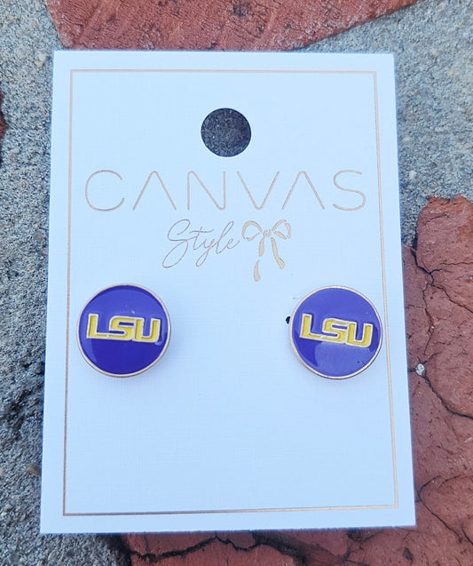LSU Enamel Stud Earrings (Licensed)