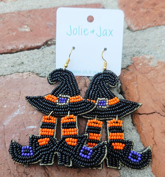 Witch feet seed bead earrings Halloween