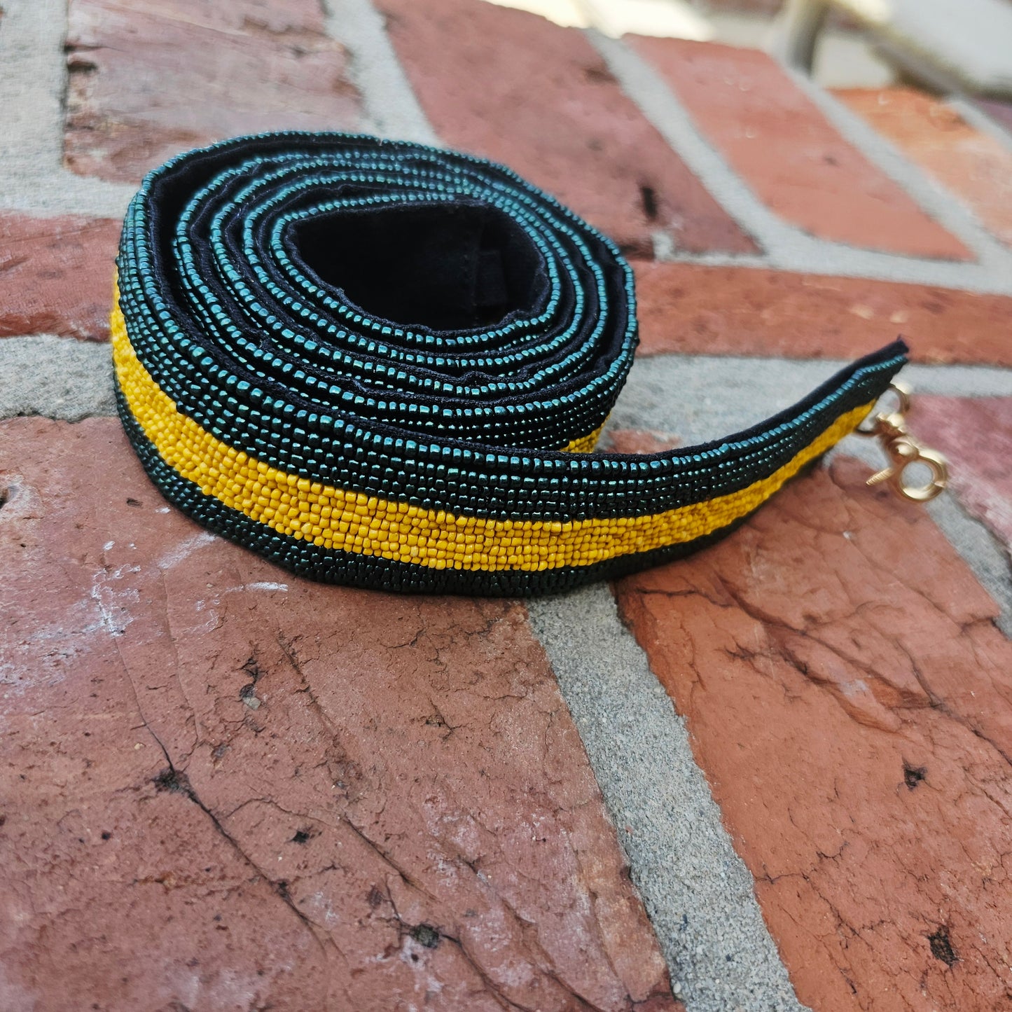Green and yellow Beaded Purse Strap