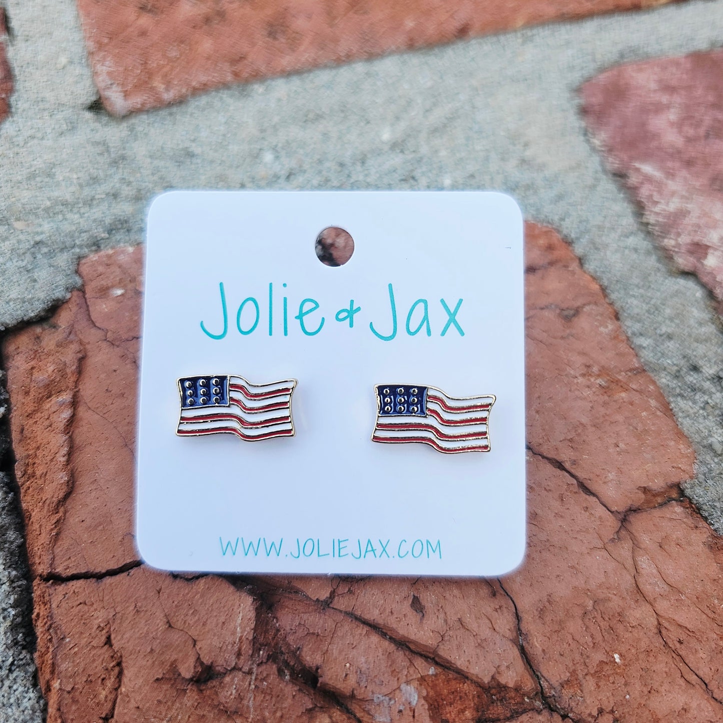 USA Patriotic Flag Stud Earrings