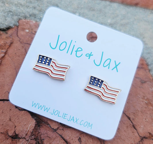 USA Patriotic Flag Stud Earrings