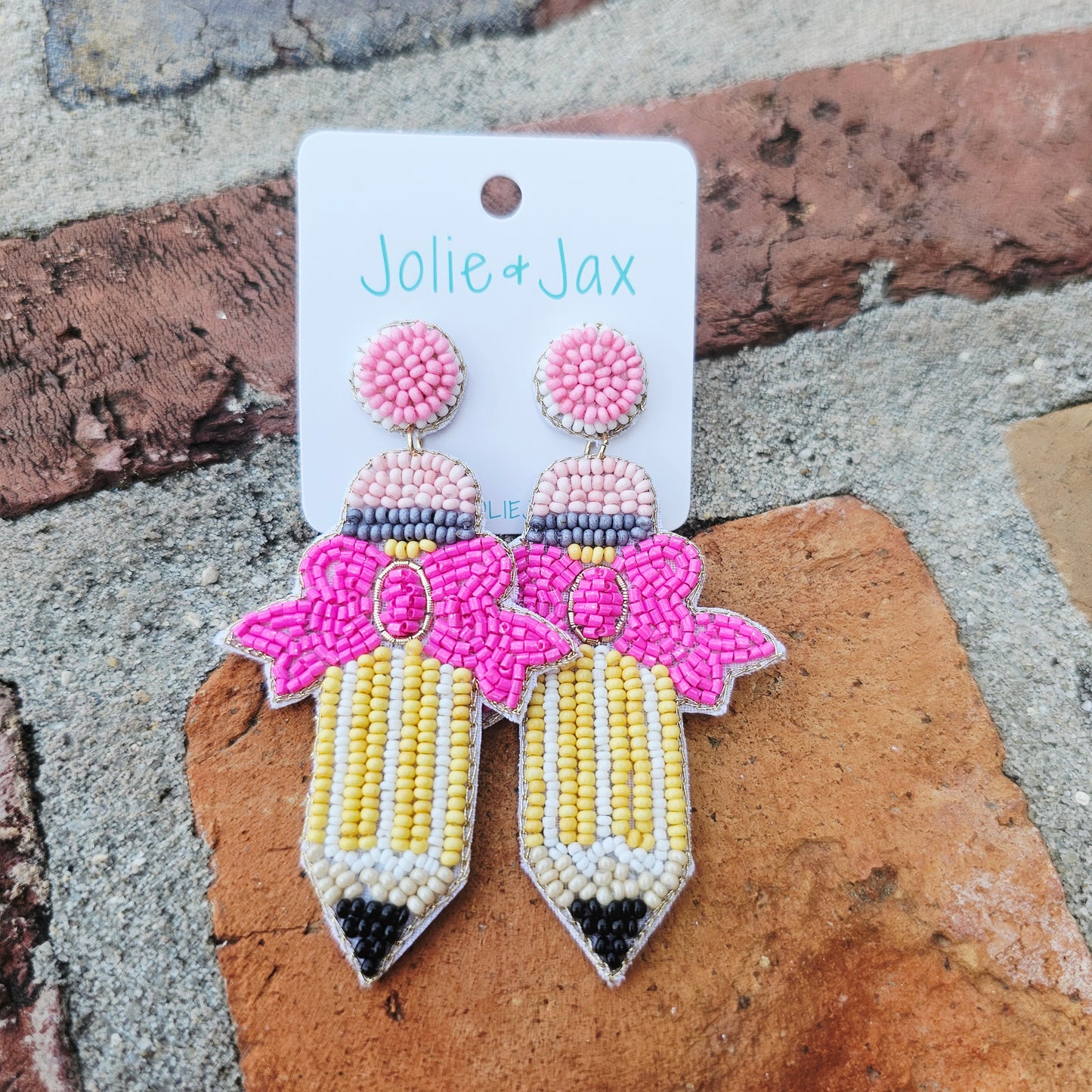 Beaded Pencil Bow Earrings