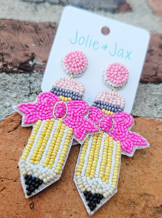 Pencil seed bead earrings