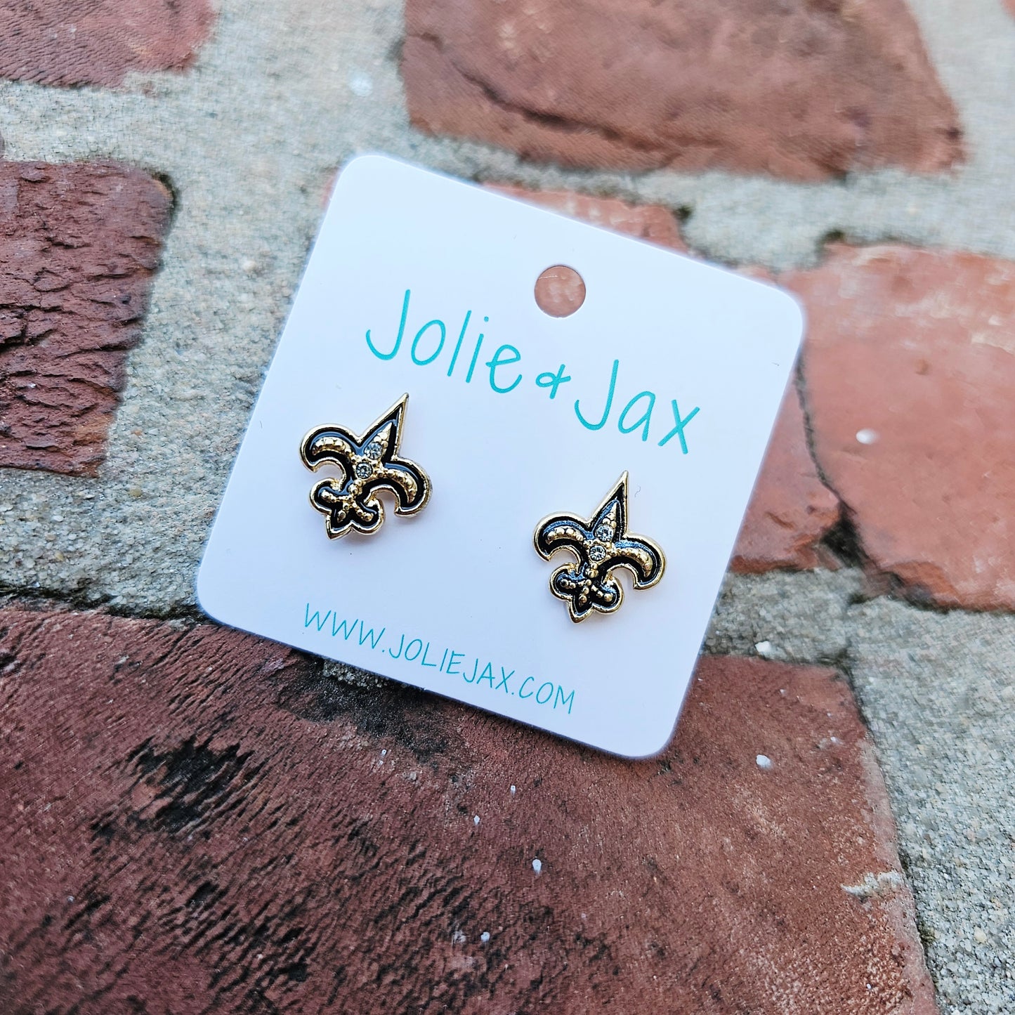 Rhinestone Fleur De Lis Stud Earrings