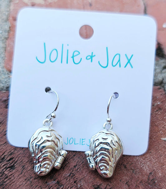 Oyster locket earrings
