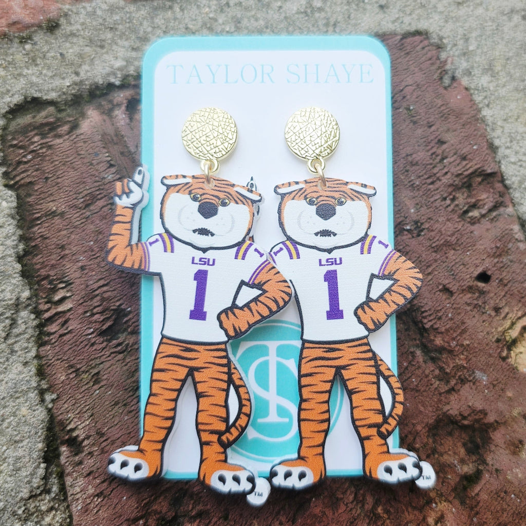 LSU Mike Tiger Earrings Louisiana State University