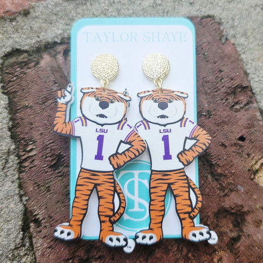 LSU Mike Tiger Earrings Louisiana State University
