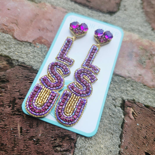 LSU Beaded Earrings (Licensed)