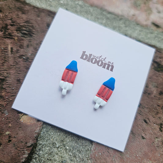 Patriotic Pop Stud Handmade Clay Earrings