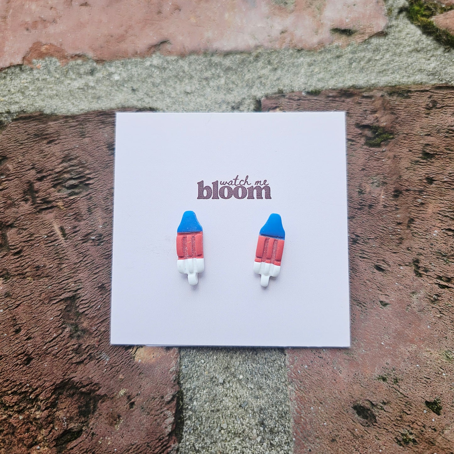 Patriotic Pop Stud Handmade Clay Earrings
