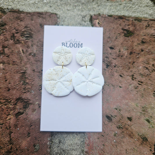Sand Dollar Clay Dangle Earrings Handmade