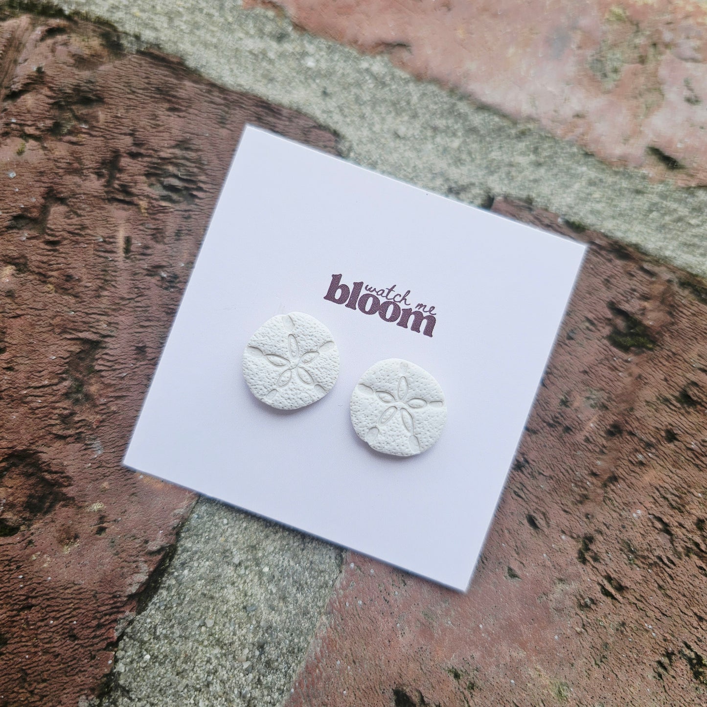 Sand Dollar Clay Stud Earrings Handmade