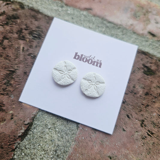 Sand Dollar Clay Stud Earrings Handmade