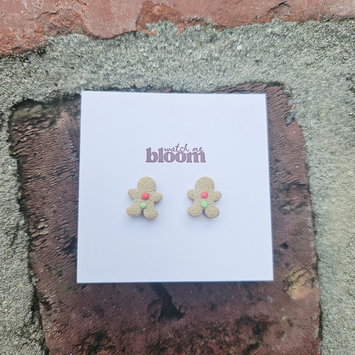 Gingerbread Men Stud Clay Earrings (Handmade)