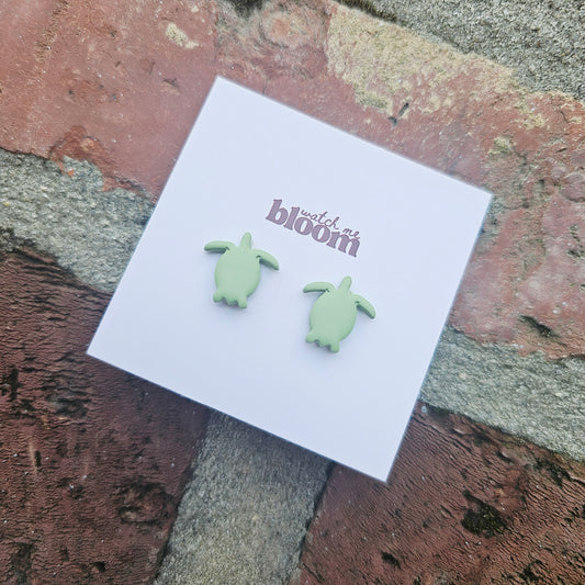 Sea Turtle Clay Stud Earrings Handmade