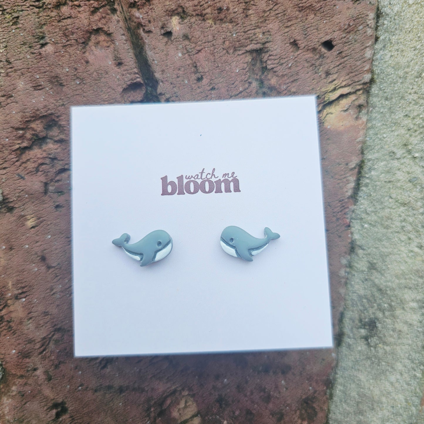 Whale Clay Stud Earrings Handmade
