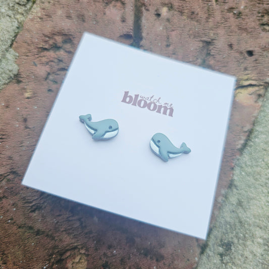Whale Clay Stud Earrings Handmade