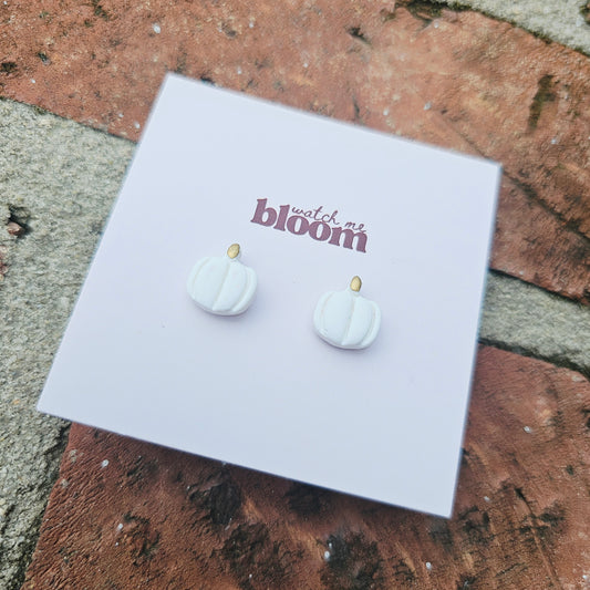 Pumpkin Stud Earrings Clay (Handmade)