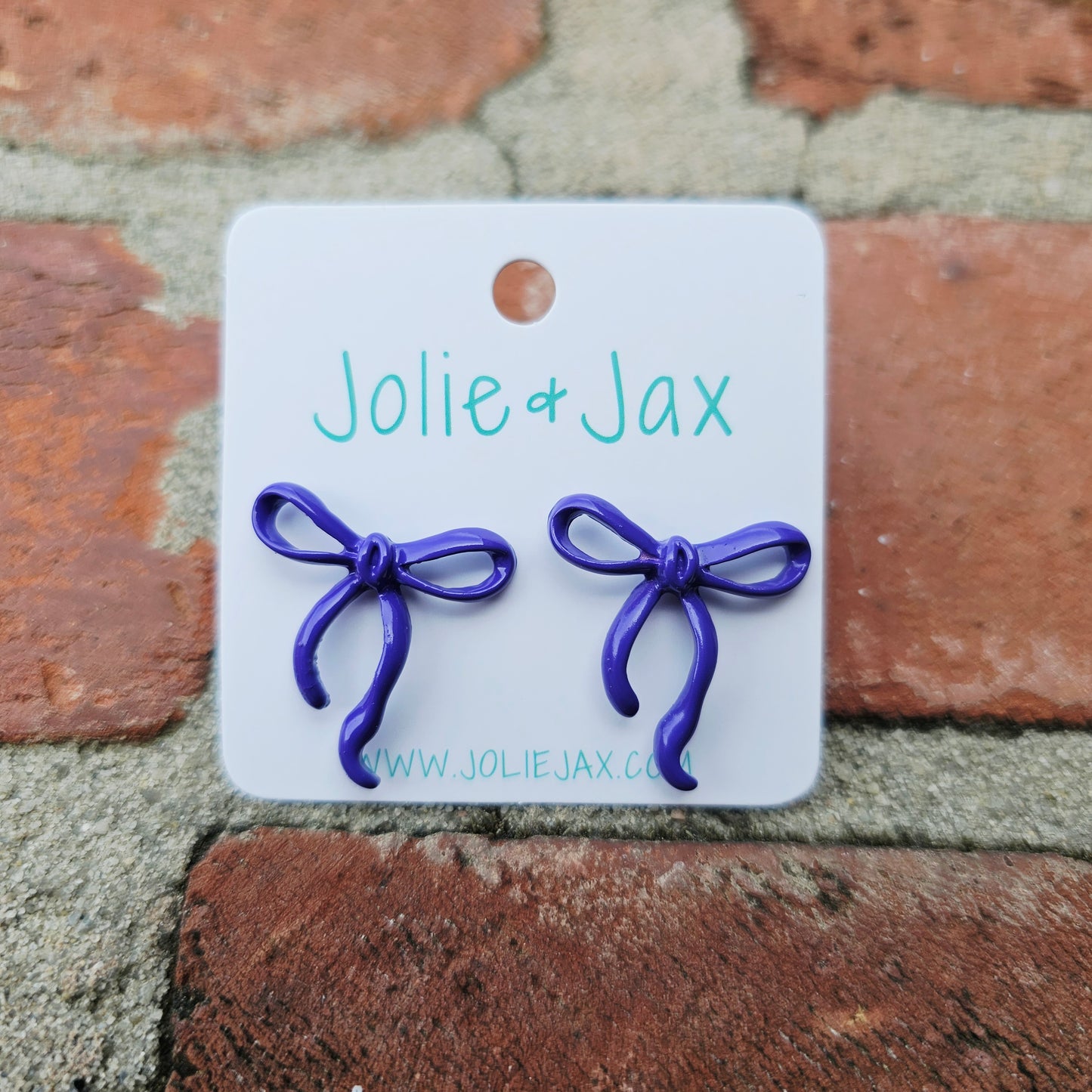 Purple Enamel Bow Studs