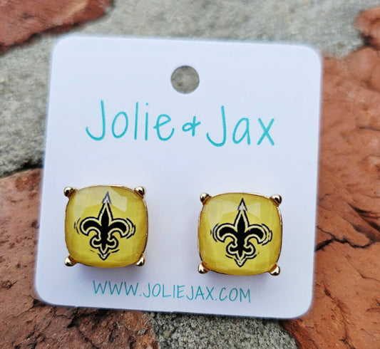 fleur de lis, earrings, new Orleans, Black and Gold