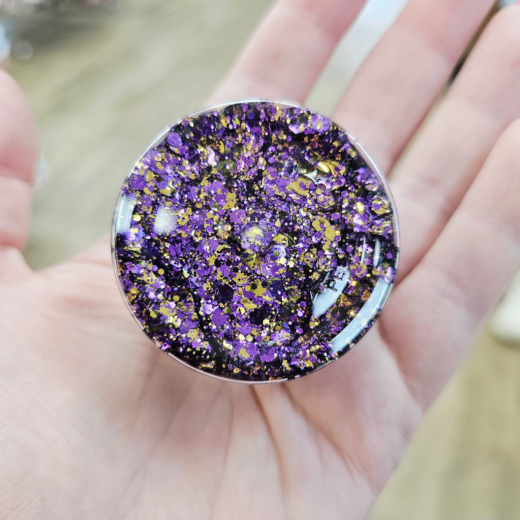 Purple and gold face and body glitter