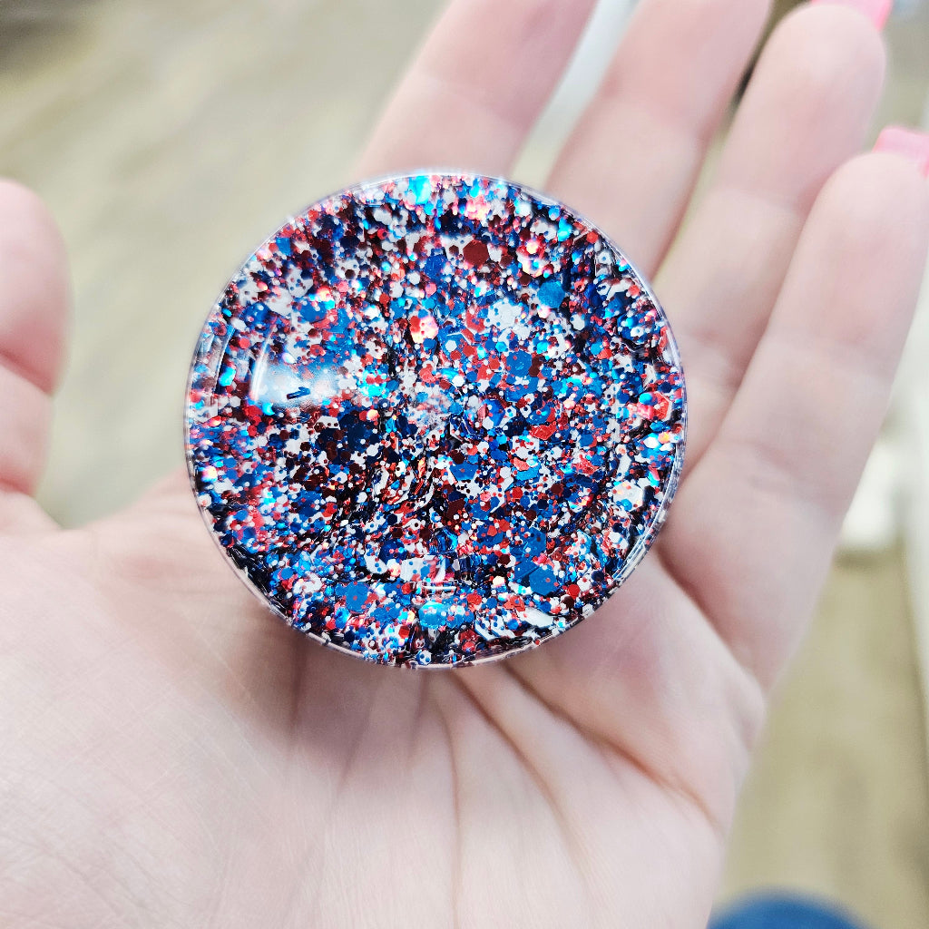 Red, white and blue body and face glitter