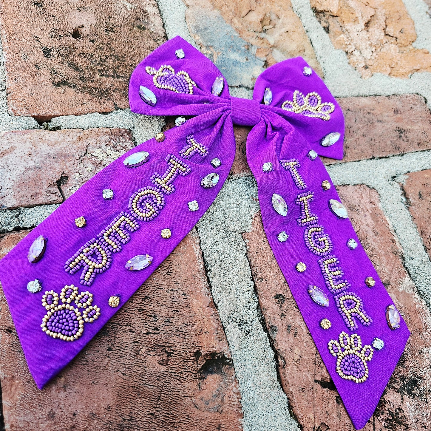 Tiger Beaded Hair Bow