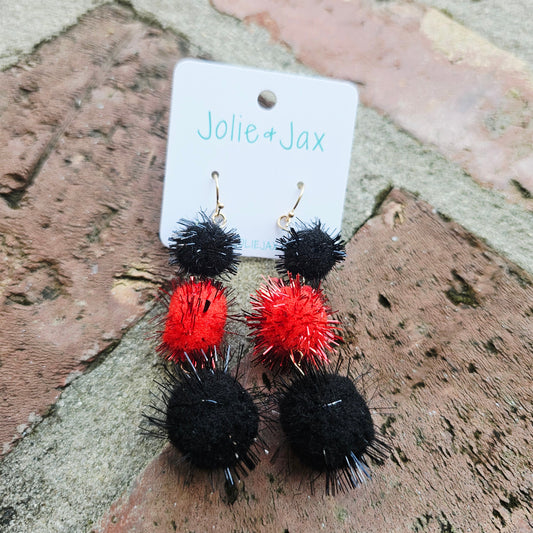 Red black bulldog fontainbleau high school earrings Mandeville louisiana